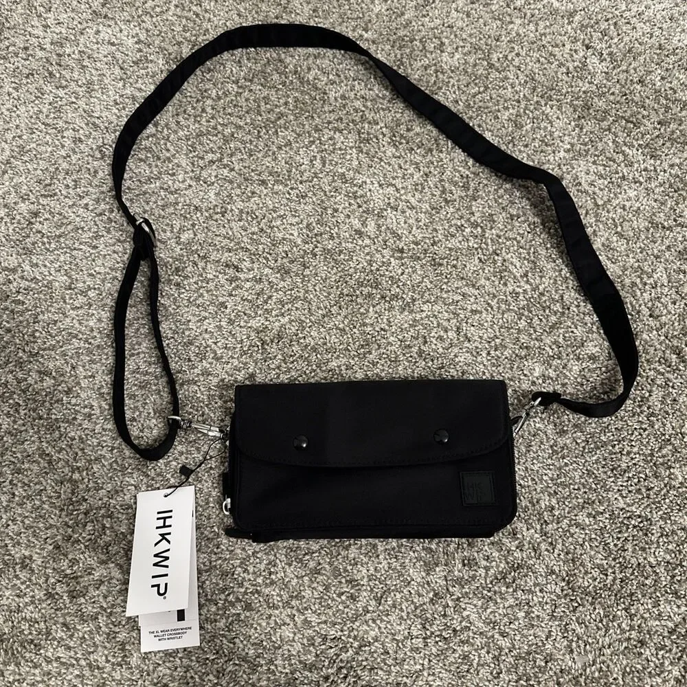 IHKWIP The XL Wear Everywhere RFID Wallet Crossbody With Wristlet Black NWT